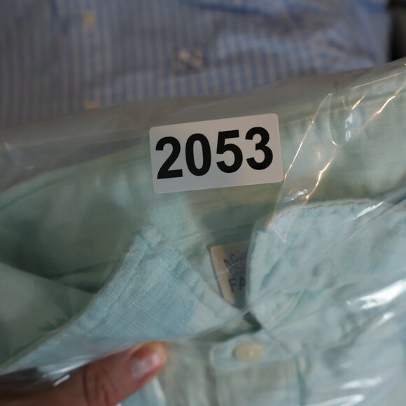 Faherty Shirt Mens XXL Turquoise Blue Laguna Linen Long Sleeve Button Up Preppy - Picture 13 of 13